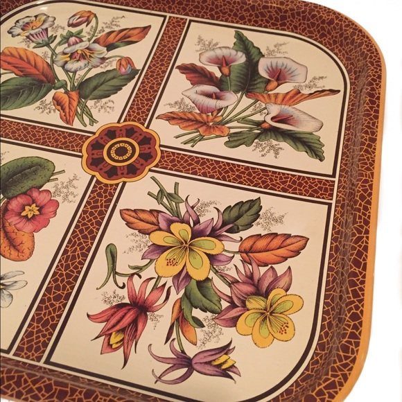 Vintage floral tin tray - Picture 2 of 3